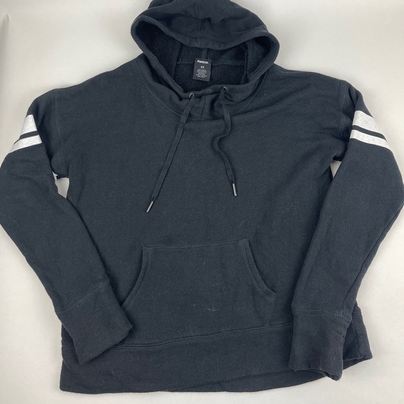 Reebok Hoodie Womens XS Black Pocket Drawstring - Picture 1 of 9
